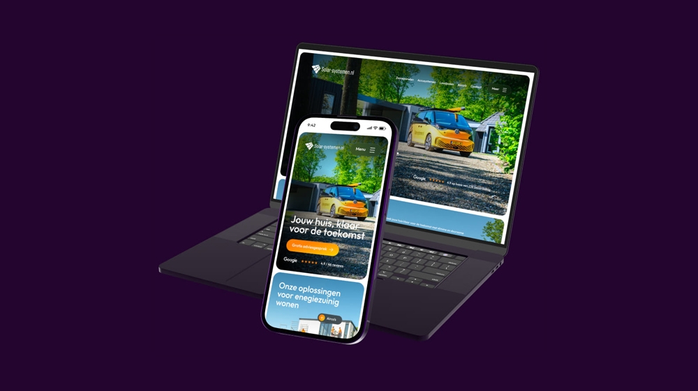 Mock-up van professionale website die geoptimaliseerd is voor de vindbaarheid in Google