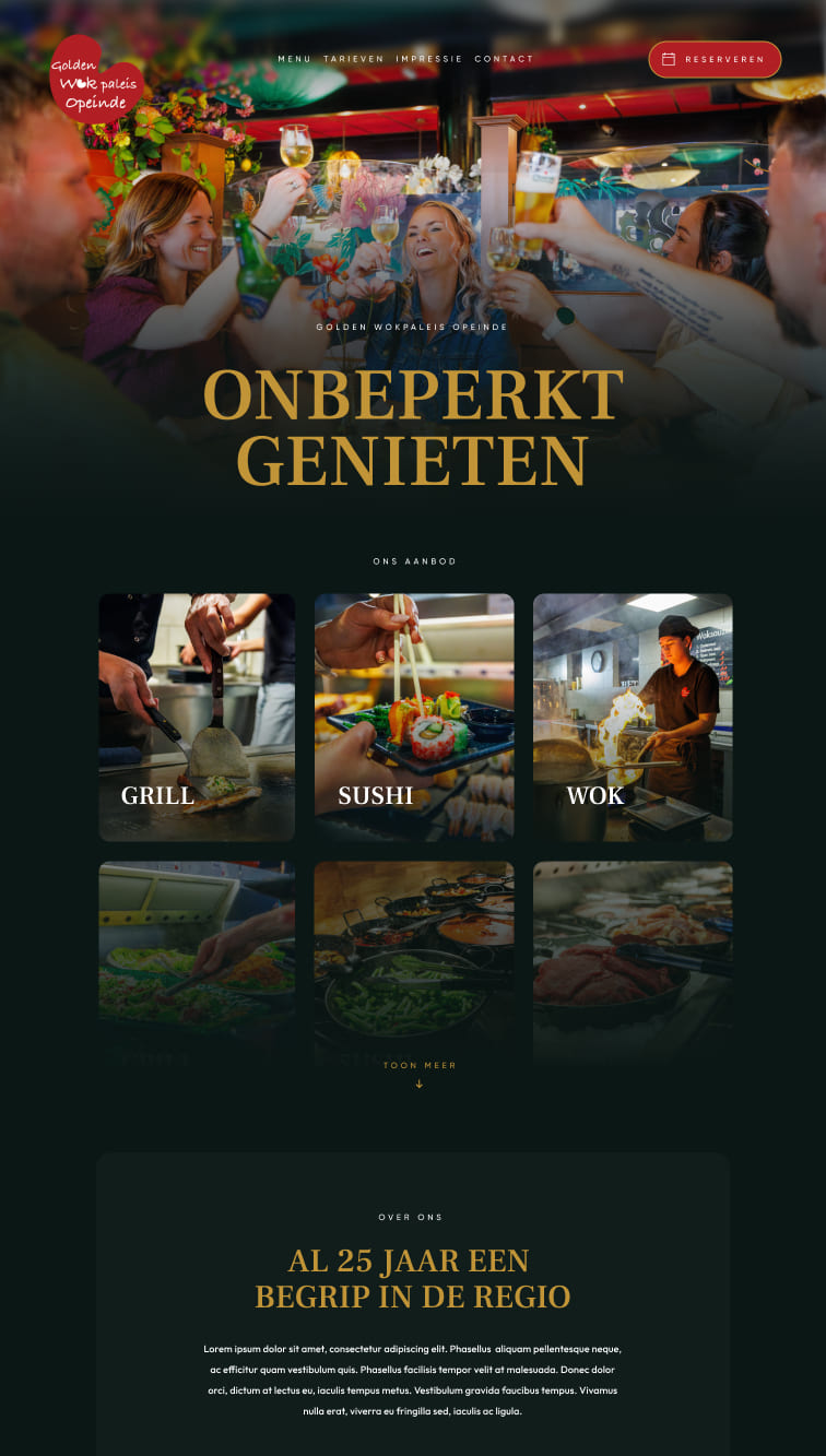 Screenshot van de website van Golden Wokpaleis Opeinde