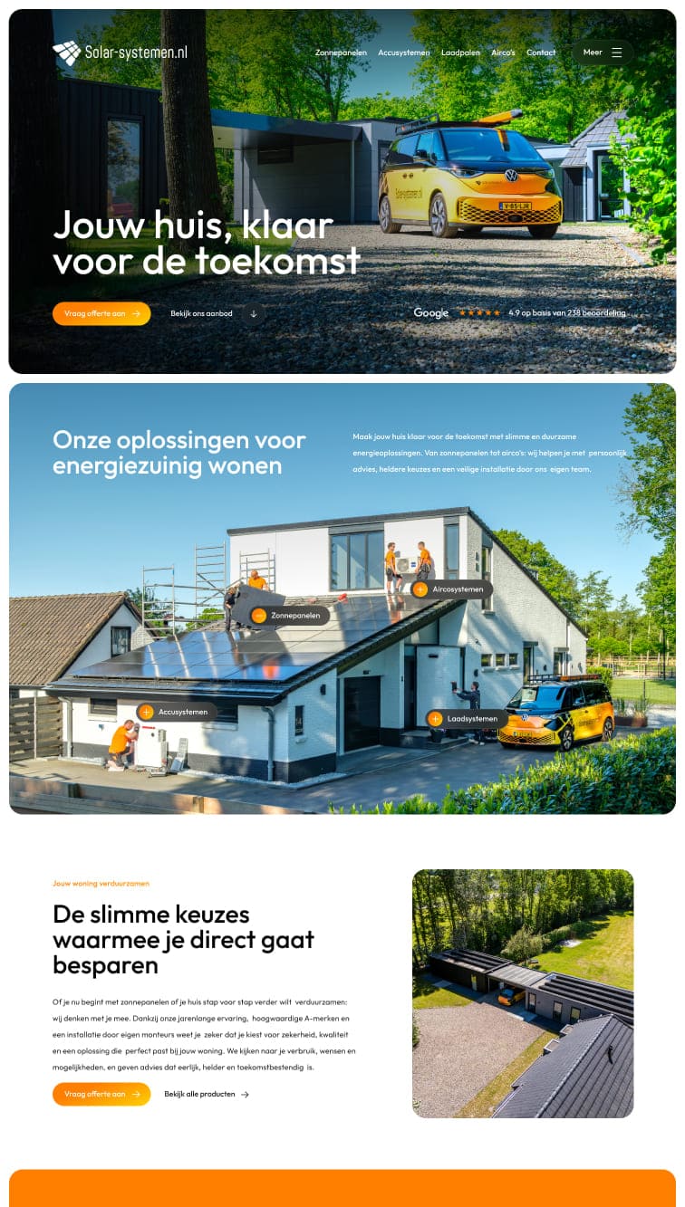 Screenshot van de website van Solar-systemen.nl