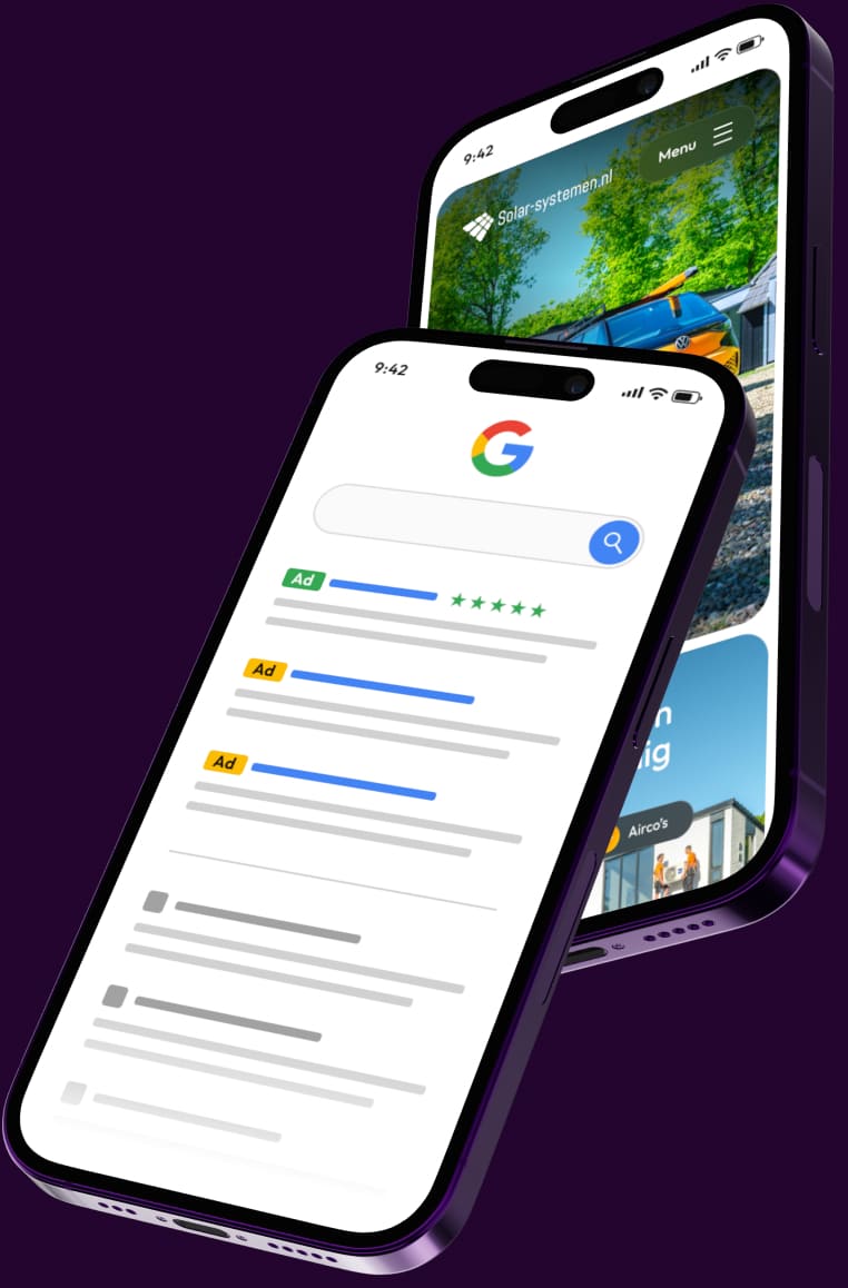 Mock-up van SEO optimaliseren met zichtbaarheid in Google zoekresultaten